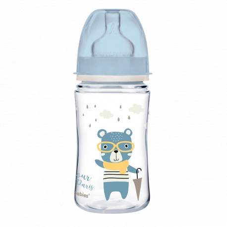 Canpol babies Lahev se širokým hrdlem BONJOUR PARIS 240ml modrá