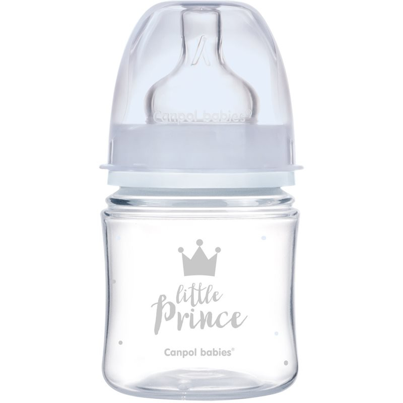 Canpol babies Lahev se širokým hrdlem ROYAL BABY 120ml modrá