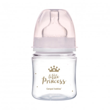 Canpol babies Lahev se širokým hrdlem ROYAL BABY 120ml růžová