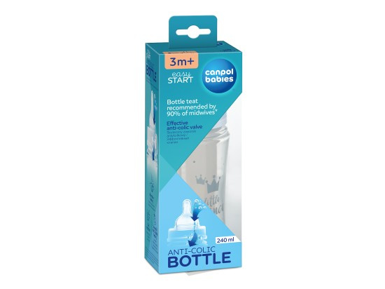 Canpol babies Lahev se širokým hrdlem ROYAL BABY 240ml modrá