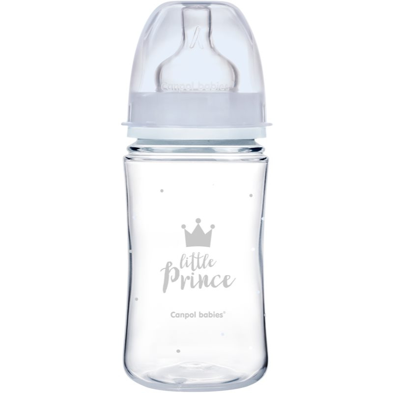 Canpol babies Lahev se širokým hrdlem ROYAL BABY 240ml modrá