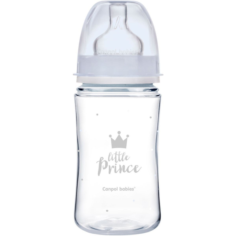 Canpol babies Lahev se širokým hrdlem ROYAL BABY 240ml modrá