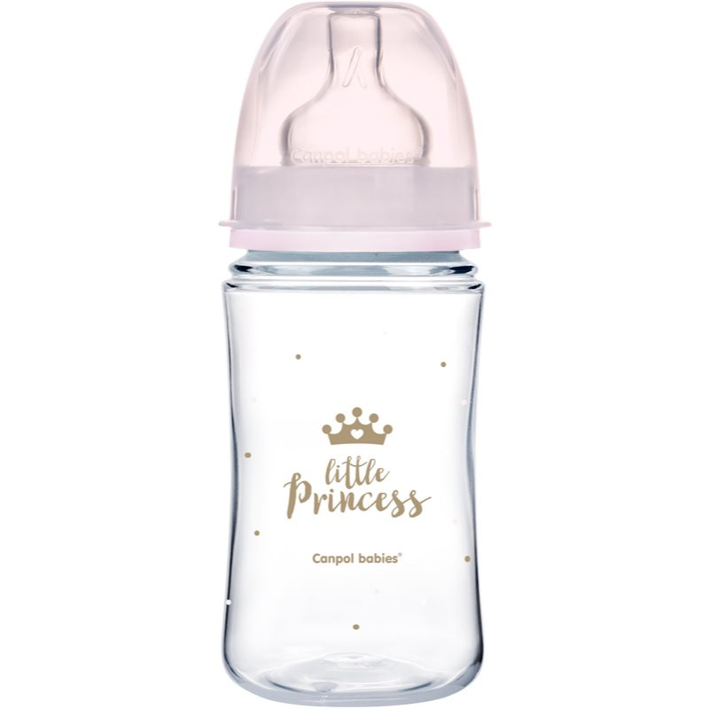 Canpol babies Lahev se širokým hrdlem ROYAL BABY 240ml růžová