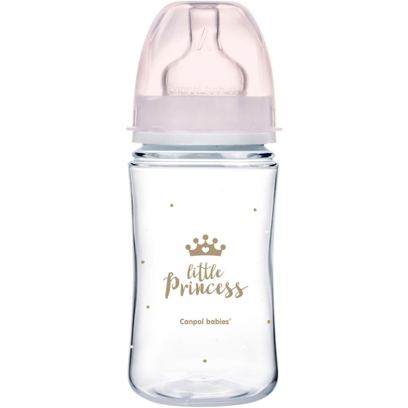 Canpol babies Lahev se širokým hrdlem ROYAL BABY 240ml růžová