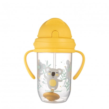 Canpol babies Nevylévací hrneček se slámkou a závažím EXOTIC ANIMALS 270ml žlutý