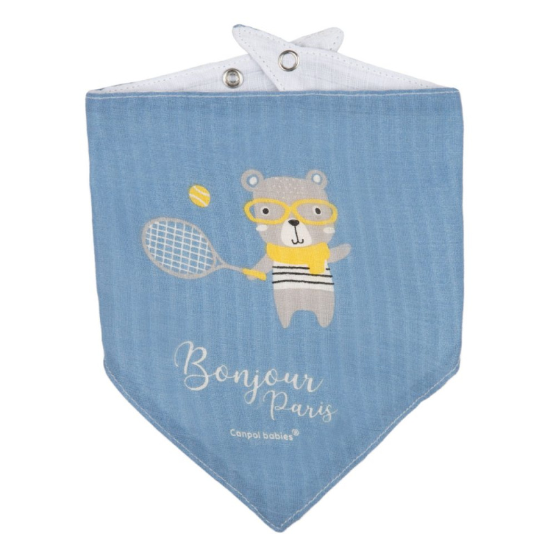 Canpol babies mušelínový slintáček Bonjour Paris 2 ks – Modrý