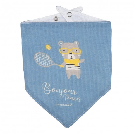 Canpol babies mušelínový slintáček Bonjour Paris 2 ks – Modrý