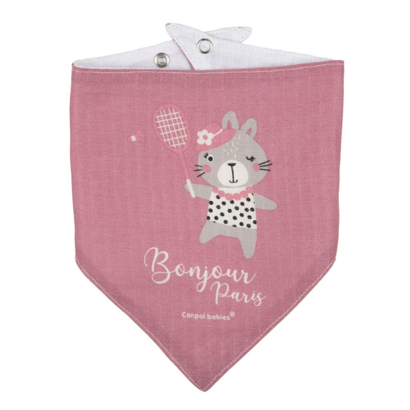 CANPOL BABIES Mušelínový slintáček Bonjour Paris růžový 2 ks