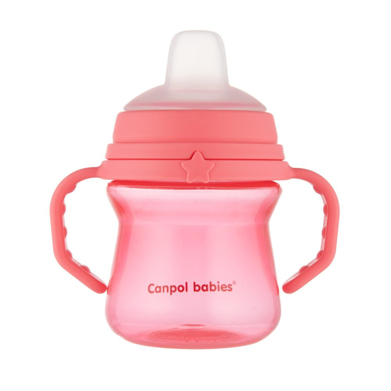 Canpol babies hrneček FirstCup s měkkým silikonovým pítkem 150 ml – růžový