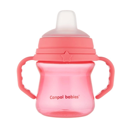 Canpol babies hrneček FirstCup s měkkým silikonovým pítkem 150 ml – růžový
