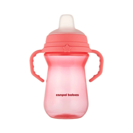 canpol babies hrneček se silikonovým pítkem FirstCup 250 ml – Růžový
