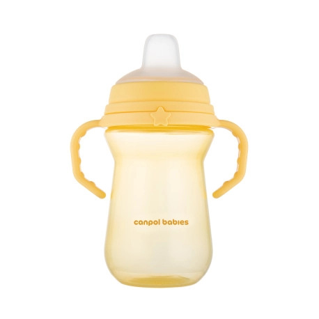 canpol babies hrneček se silikonovým pítkem FirstCup 250 ml – Žlutá