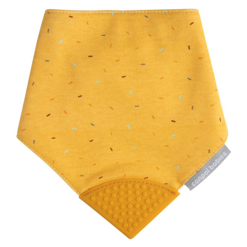 Canpol babies Cloth Bib with Teether bryndák s kousátkem Yellow 1 ks