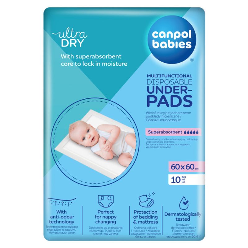 Canpol babies Multifunctional Underpads jednorázové přebalovací podložky 60x60 cm 10 ks