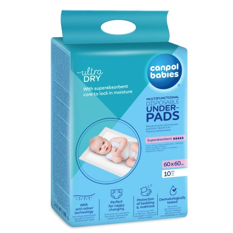 Canpol babies Multifunctional Underpads jednorázové přebalovací podložky 60x60 cm 10 ks