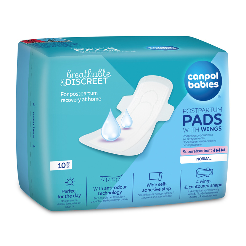Canpol babies Postpartum Pads With Wings porodnické vložky na den 10 ks
