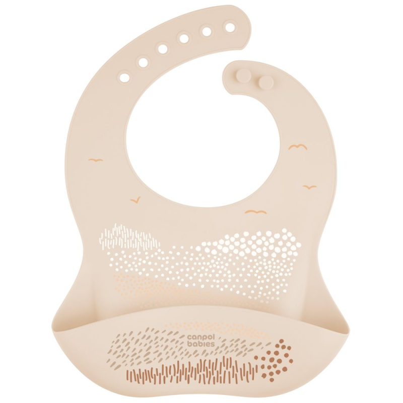 Canpol babies Silikonový bryndák s kapsou krémový