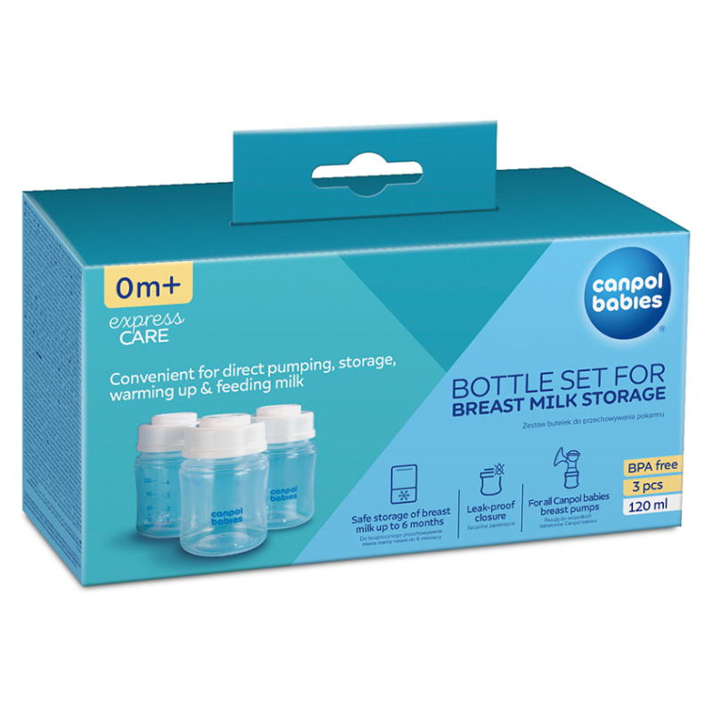 Canpol babies Sada lahví pro skladování mateřského mléka 3x120ml