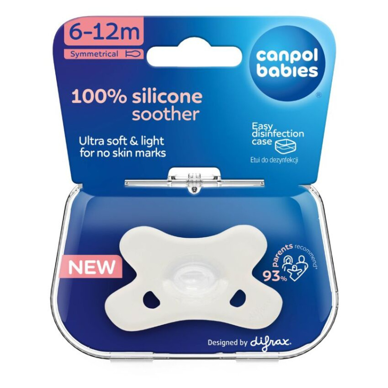 Canpol babies Dudlík  silikonový symetrický 6-12m 1 ks bílý
