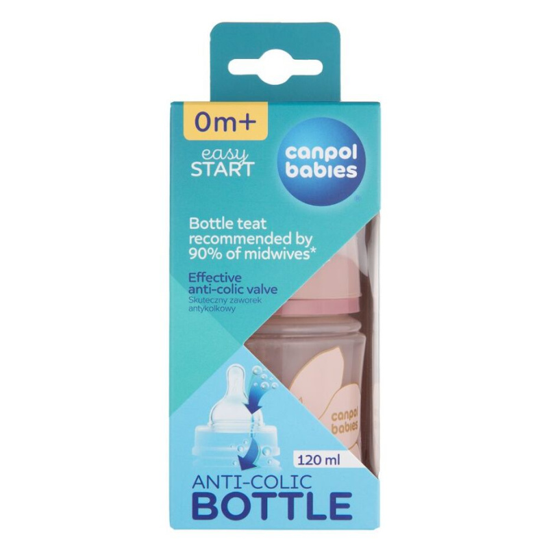Canpol babies Antikoliková lahev EasyStart GOLD 120ml růžová