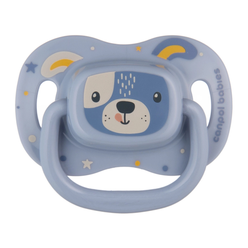 Canpol babies silikonový symetrický dudlík Cute Animals 18m+ modrý (1 ks)