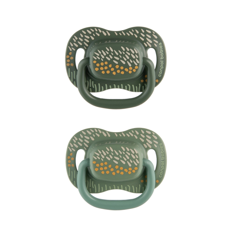 Set symetrických silikonových dudlíků Mountains 6–18 m, 2 ks – Zelený