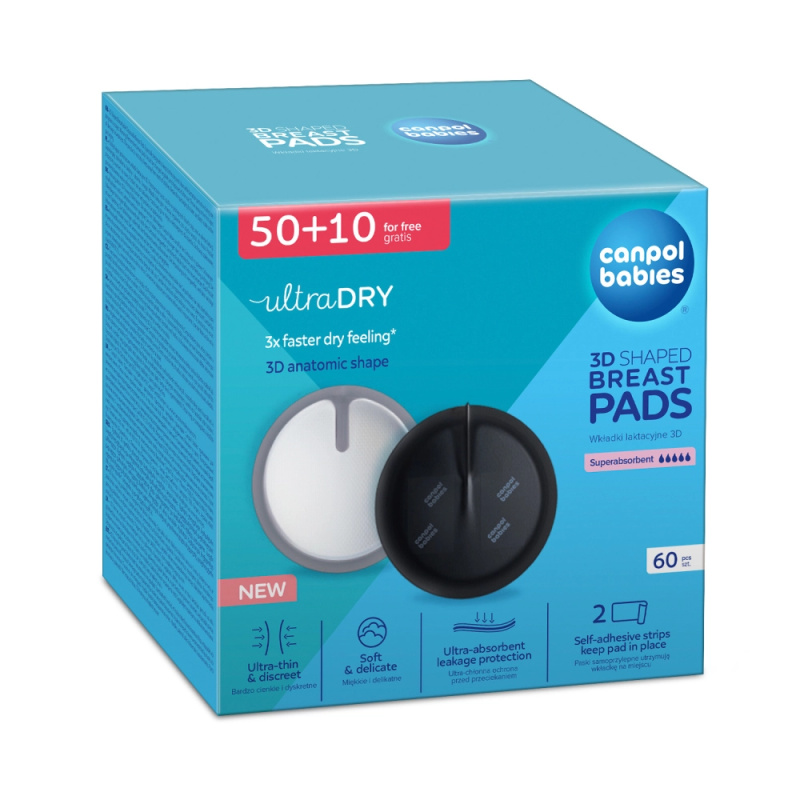 CANPOL BABIES Tvarované prodyšné vložky do podprsenky 3D černé 60 kusů