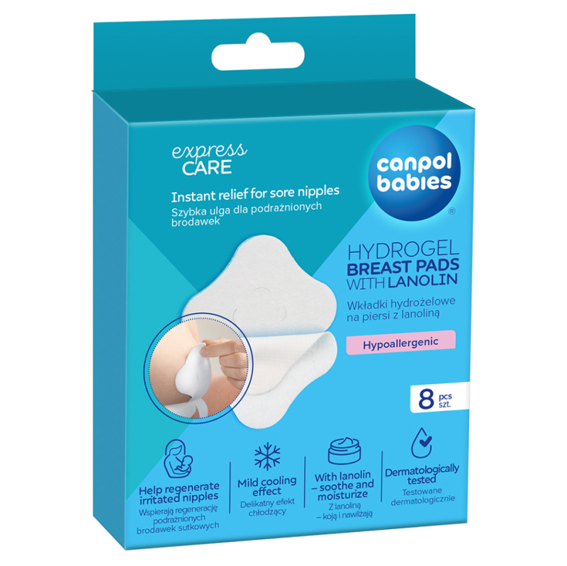 Canpol babies Hydrogel Breast Pads hydrogelové hojící prsní polštářky s lanolinem 8 ks