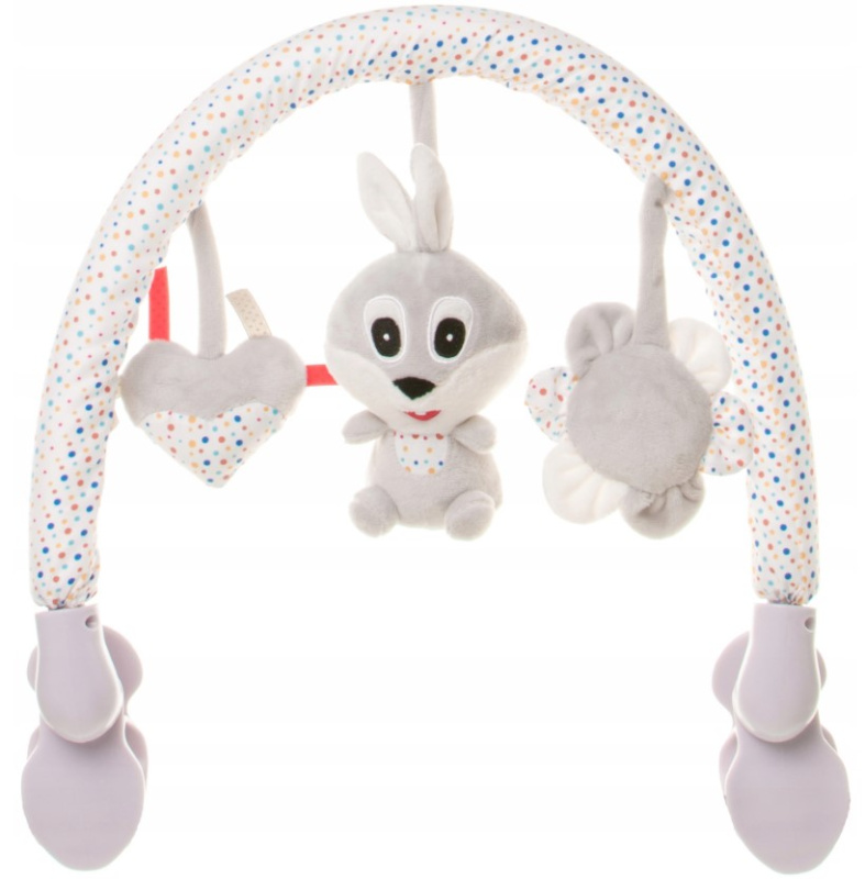 4 BABY Plyšový oblouk s hračkami Rabbit, šedý