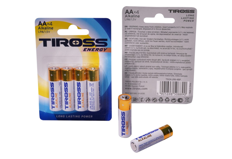 Alkalické baterie AA LR6 1,5 V – balení 4 ks