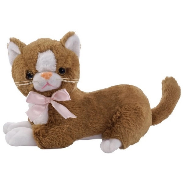 Hnědý kočičí maskot Flico s mašlí 34 cm