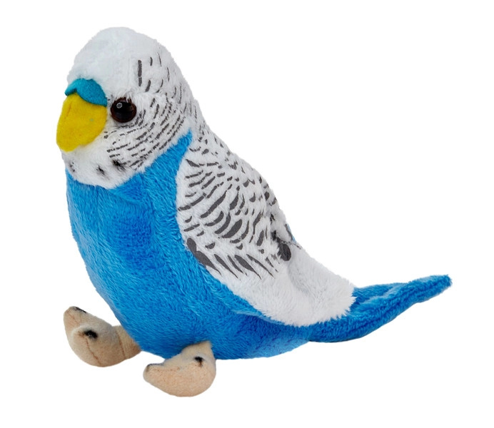 Papoušek vlnkovaný bílo‑modrý plyšák 13 cm