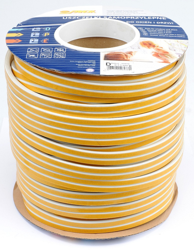 Vorel Těsnění do oken a dveří samolepící 9x7,4mm TYP D bílé 100M, TO-76757