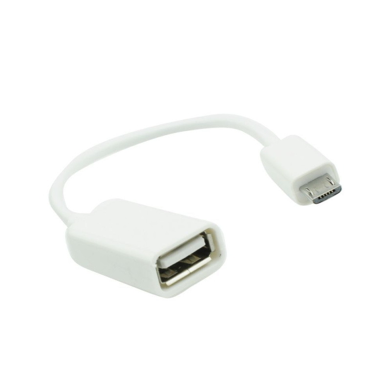 OEM Micro USB Kabel - Adaptér OTG - (USB Host) - bílý