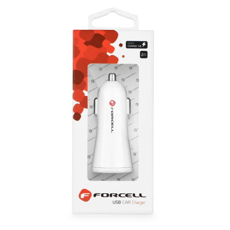 Forcell autonabíječka s USB - 2A Quick Charge 3.0 Bílá