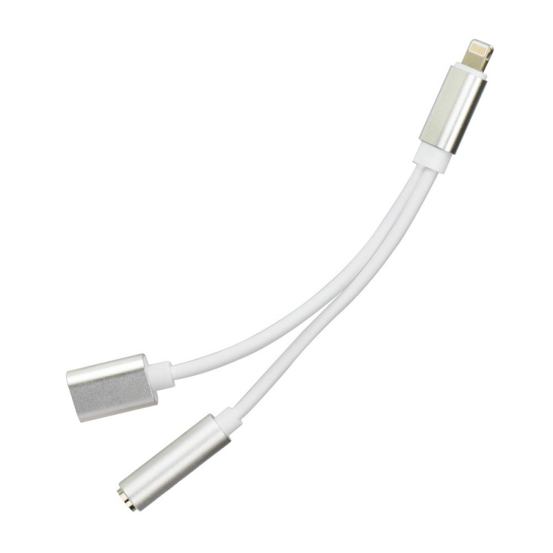 OEM Forcell adaptér pro Apple Iphone 7/7 plus/ 8/8 plus/ X - Jack 3,5 mm stříbrný