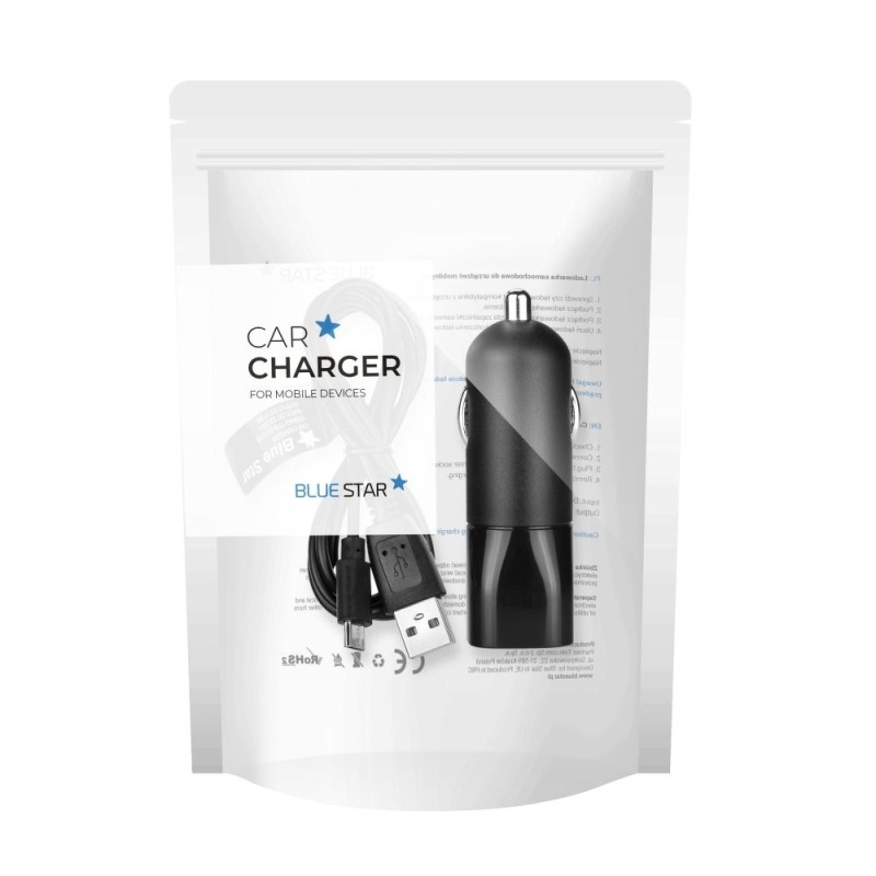 Blue Star Univerzální nabíječka do auta Micro USB 2A s odnímatelným kabelem