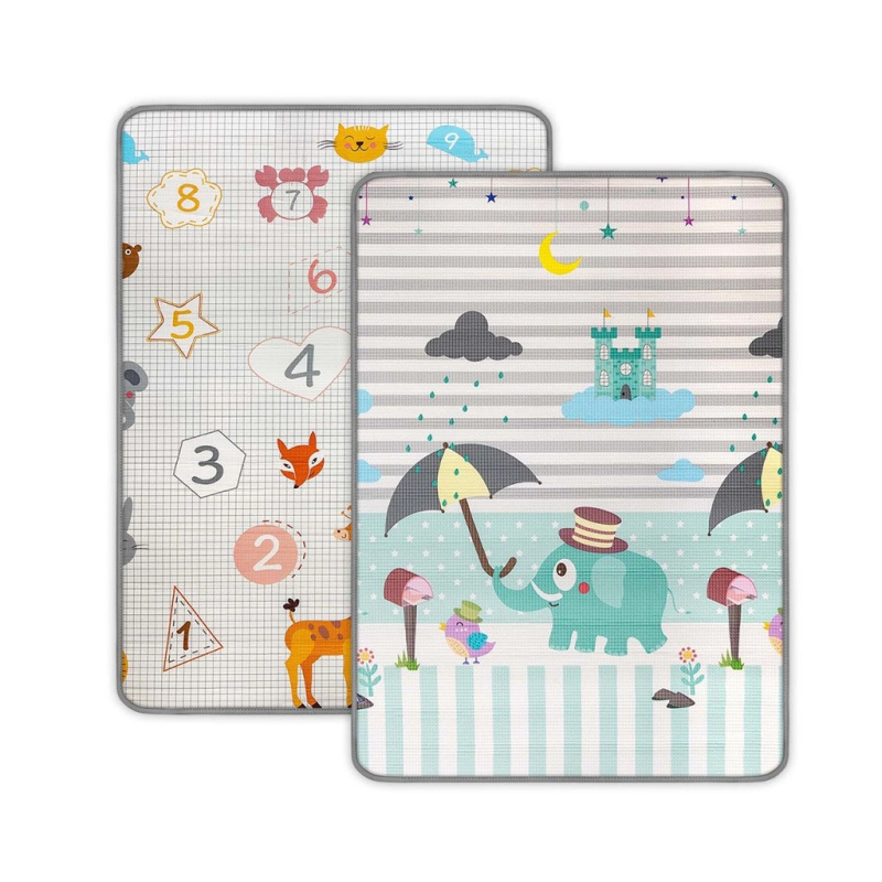 Oboustranná pěnová podložka Milly Mally Kinder Digits & Elephant 178 × 120 cm