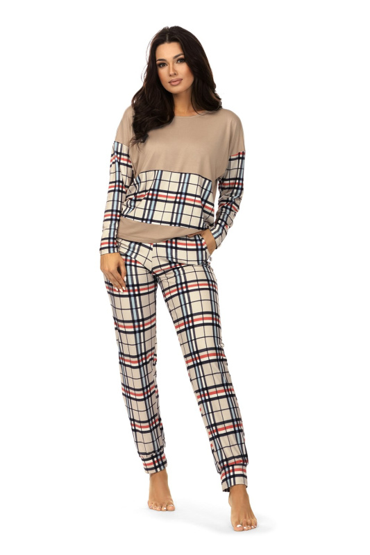 Dámské pyžamo Hamana Barbara - komplet cappuccino Barva: Béžová, Velikost: 2XL