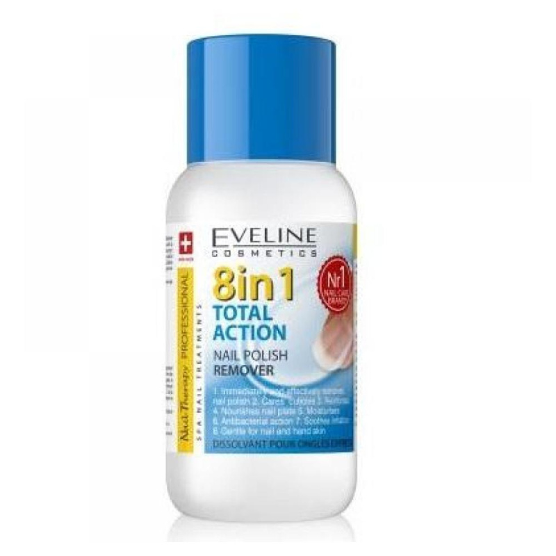 Eveline Cosmetics Nail Therapy Professional odlakovač na nehty bez acetonu 8 v 1 150 ml