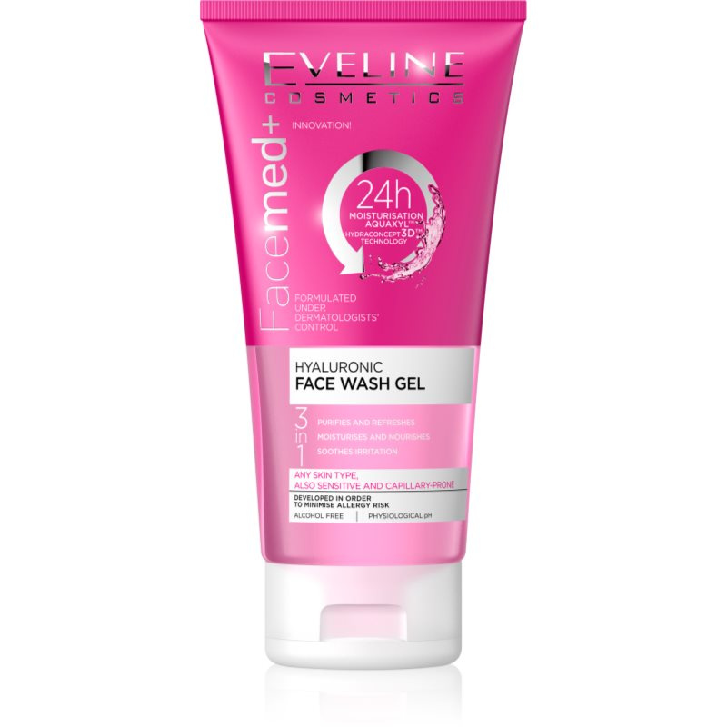 Eveline Cosmetics FaceMed+ čisticí gel 3 v 1 s kyselinou hyaluronovou 150 ml