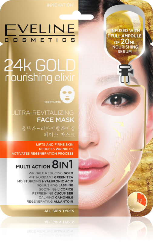 Eveline Cosmetics 24k Gold Nourishing Elixir liftingová maska 1 ks