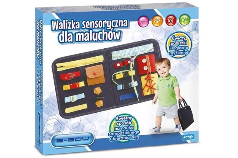 E-Edu senzorický kufřík s manipulační tabulí pro malé děti