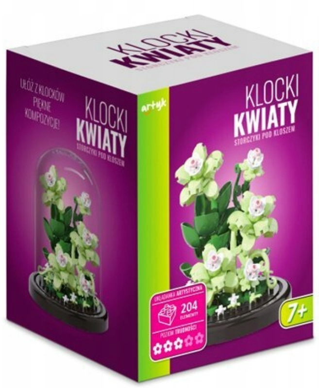 Stavebnice orchideje v transparentním klobouku 204 dílů