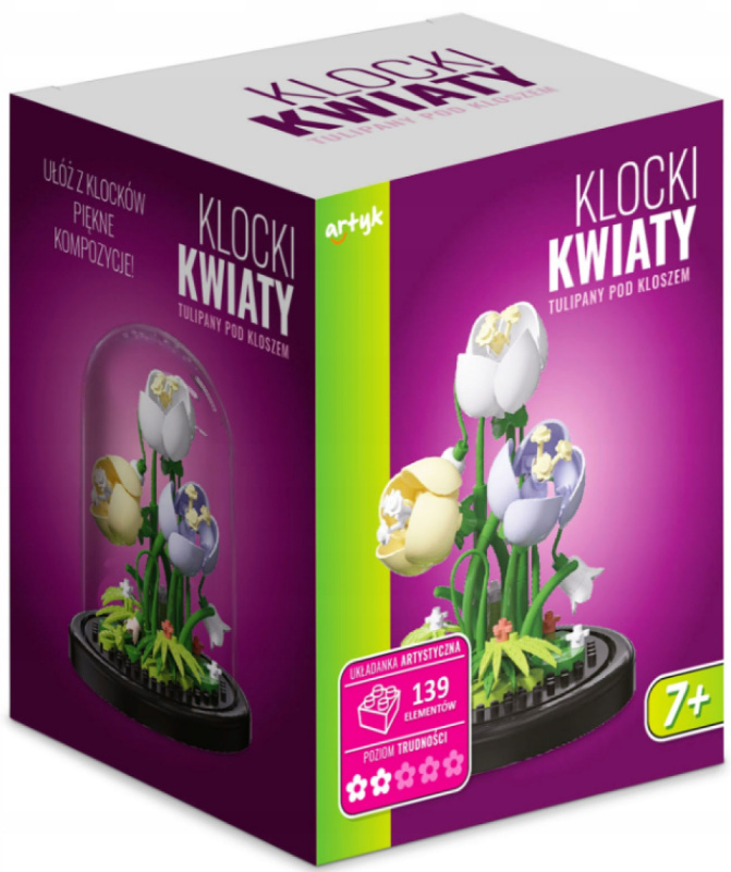 Stavebnice tulipány v dekorativním klobouku (139 dílků)