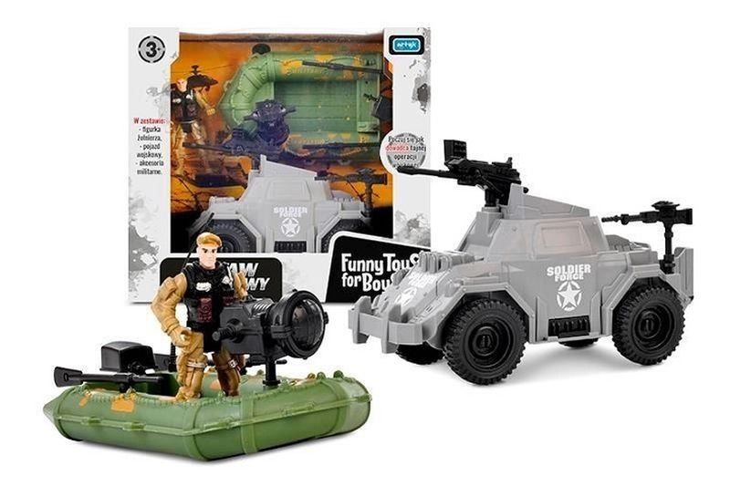 ToysForBoys vojenský herní set s lodí, bojovým vozidlem a figurkou vojáka