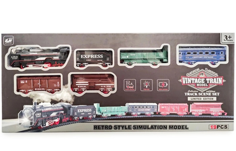 Vintage vlak s kolejemi, 19 dílů
