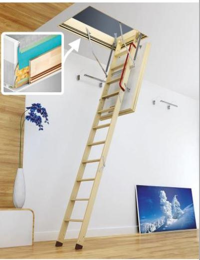 Půdní schody Fakro LWT Passive House Stavební otvor: 70x140 cm, Výška: 280 cm