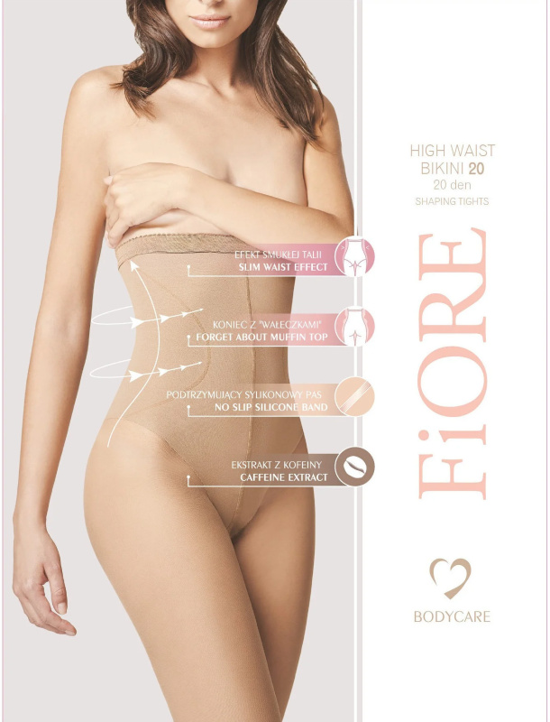 Silonkové punčocháče Fiore High Waist Bikini 20 den M5218 Barva: Béžová, Velikost: S