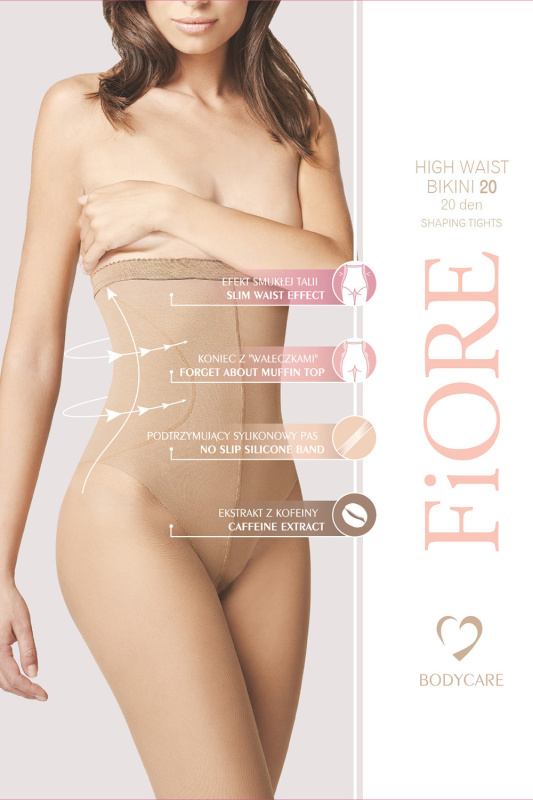 Silonkové punčocháče Fiore High Waist Bikini 20 den M5218 Barva: Béžová, Velikost: 4-L